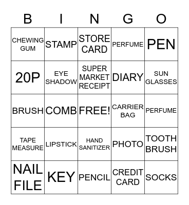 HANDBAG BINGO Card