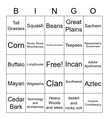 Early Man Bingo Card