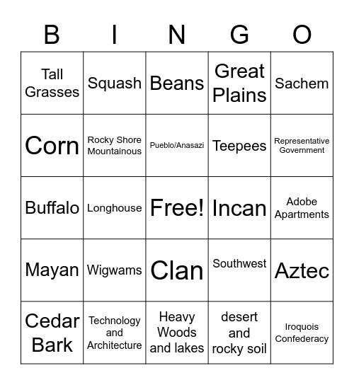 Early Man Bingo Card