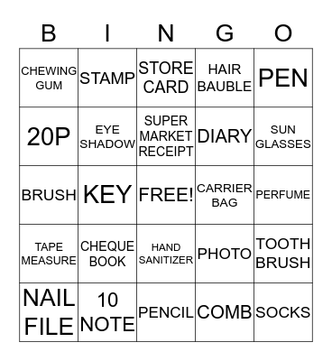 HANDBAG BINGO Card