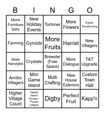 ACNH Direct Bongo Bingo Card