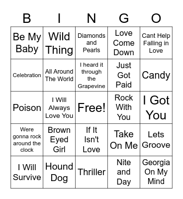Music Bingo Card
