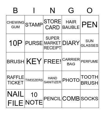 HANDBAG BINGO Card