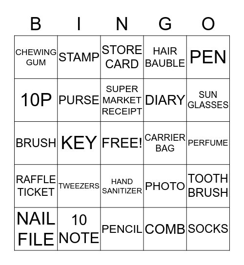 HANDBAG BINGO Card