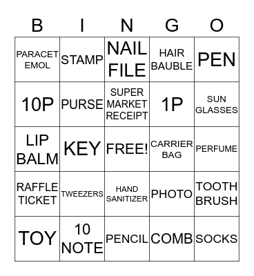 HANDBAG BINGO Card