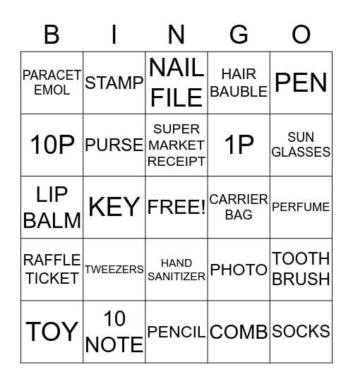 HANDBAG BINGO Card