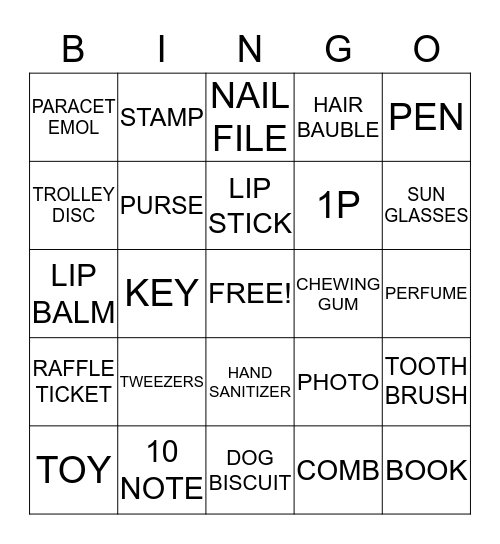 HANDBAG BINGO Card