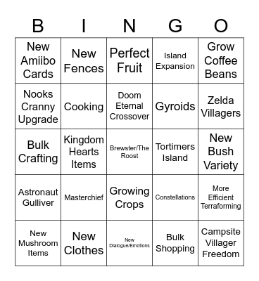 ACNH Direct Bingo Card