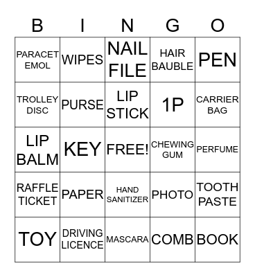 HANDBAG BINGO Card