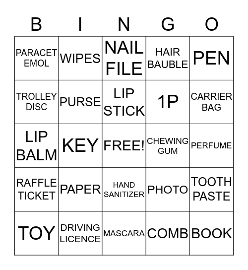 HANDBAG BINGO Card