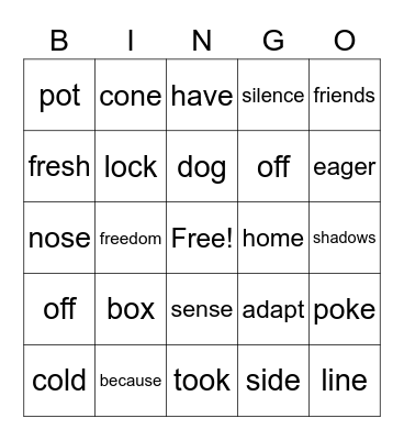 Unit 2 - Week 1 Bingo Card