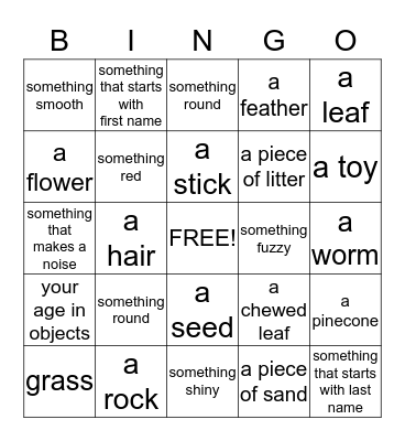 nature bingo Card