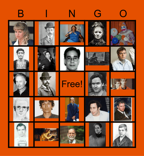 Serial killer Bingo Card