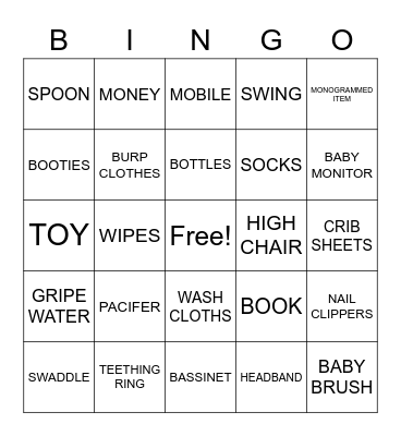 BABY JAMES BINGO Card