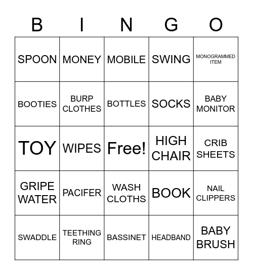 BABY JAMES BINGO Card