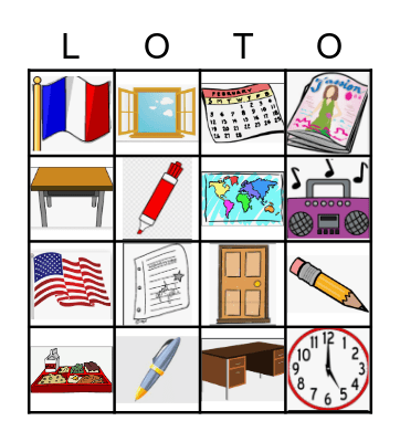 La salle de classe 3 Bingo Card