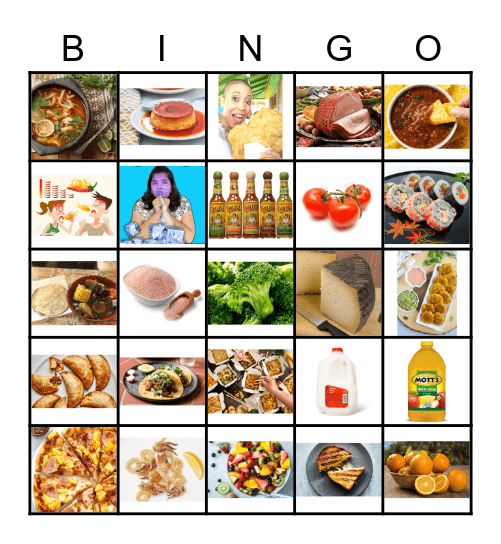 La comida Bingo Card