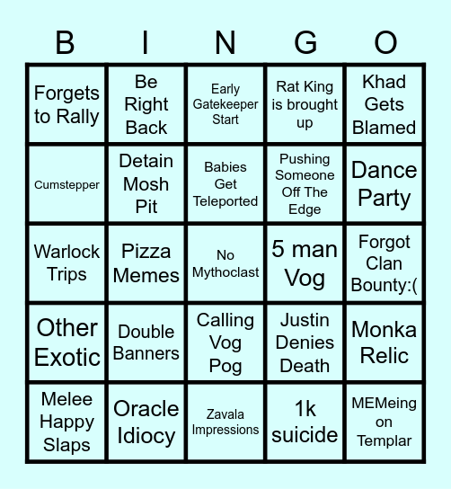 Vog Server Bingo Card