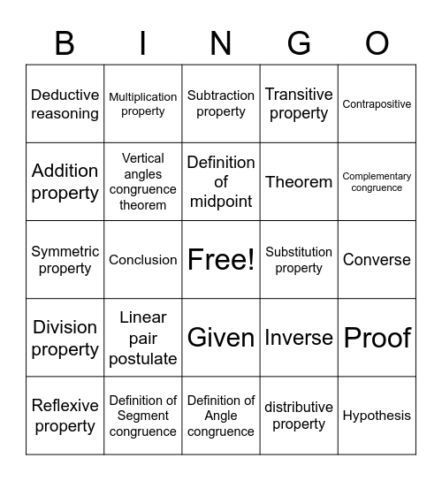 Chapter 2 Bingo Card