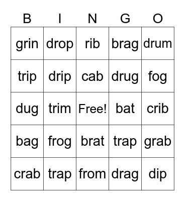 3rd Grade Bingo Card
