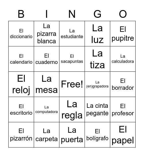 Capítulo 16: La escuela Bingo Card