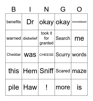 Who Moved My Cheese? FT Bingo Card