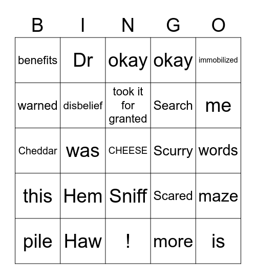 Who Moved My Cheese? FT Bingo Card