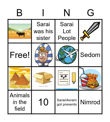 Parshas Lech-Lecha Bing! Bingo Card