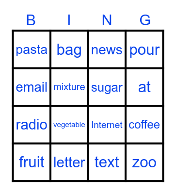 ALPHABETICAL ORDER Bingo Card
