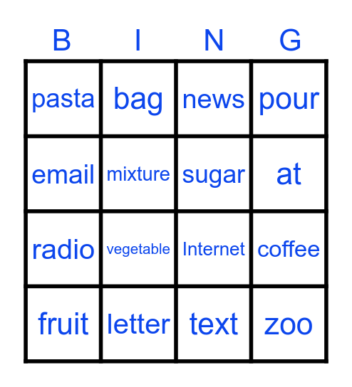 ALPHABETICAL ORDER Bingo Card