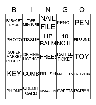 HANDBAG BINGO Card