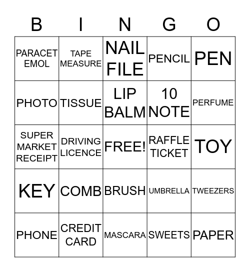 HANDBAG BINGO Card
