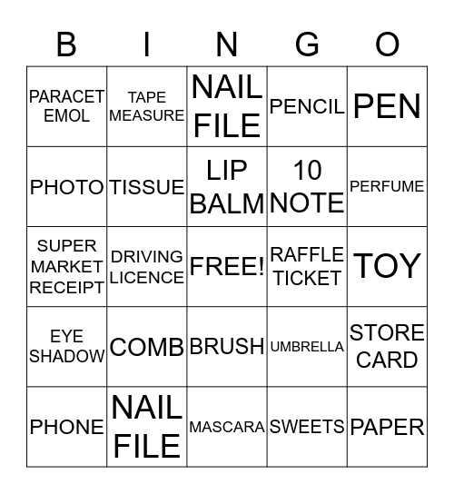 HANDBAG BINGO Card