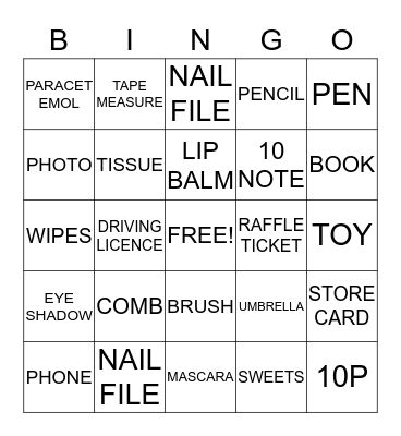 HANDBAG BINGO Card
