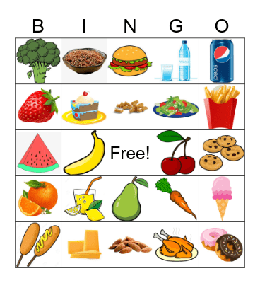 Food Guide Bingo Card