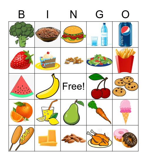 Food Guide Bingo Card