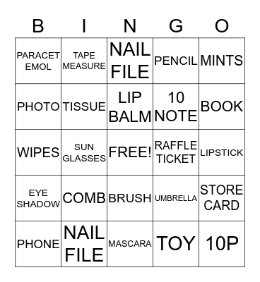 HANDBAG BINGO Card