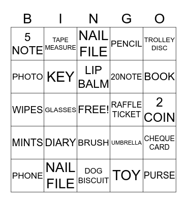HANDBAG BINGO Card