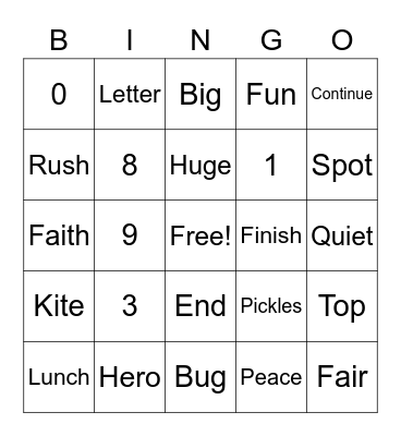 Sharing Bingo Card