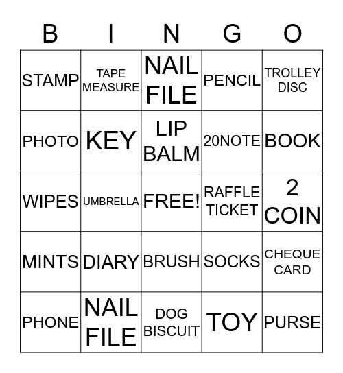 HANDBAG BINGO Card
