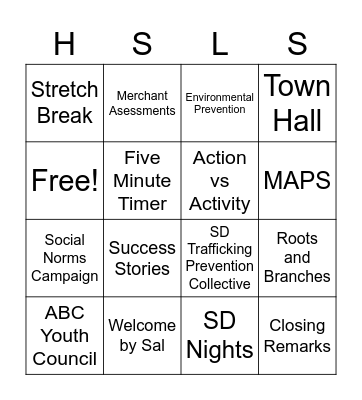 FNL HSLS Bingo Card