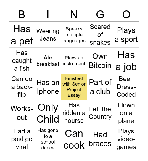Connect With Others Bingo Card