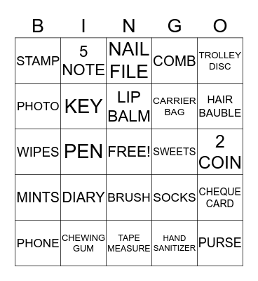 HANDBAG BINGO Card
