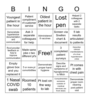 Medical Assistant Bingo Card