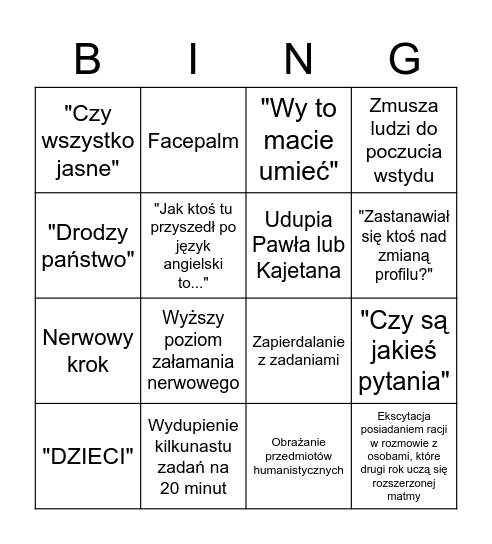 PAWŁOWSKA BINGO Card