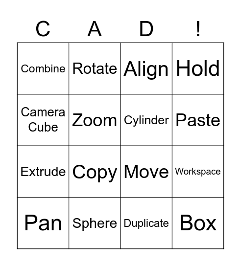 Tinkercad Bingo Card