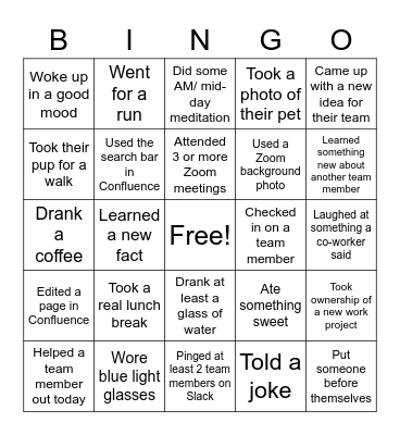 Remote Work BINGO Card
