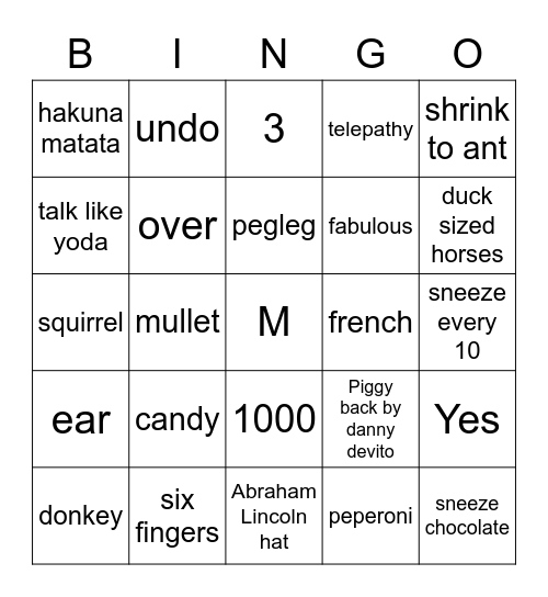 Untitled Bingo Card