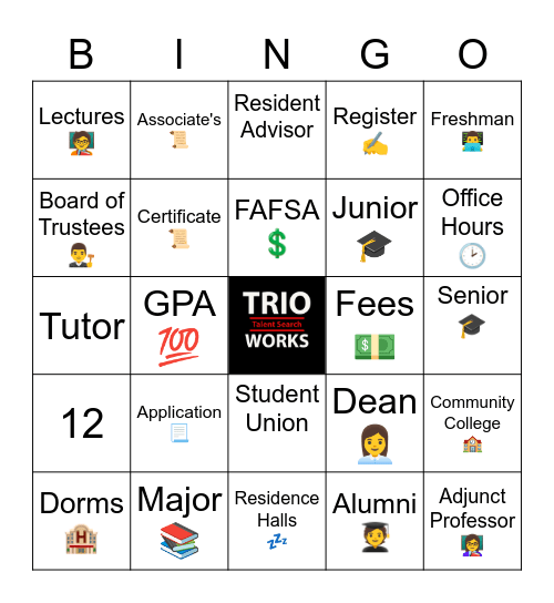 College Term BINGO Card