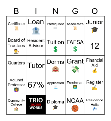 College Term BINGO Card